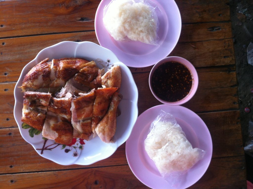 Gai yaang grilled chicken in Bangkok, Thailand - photo by Chris Wotton