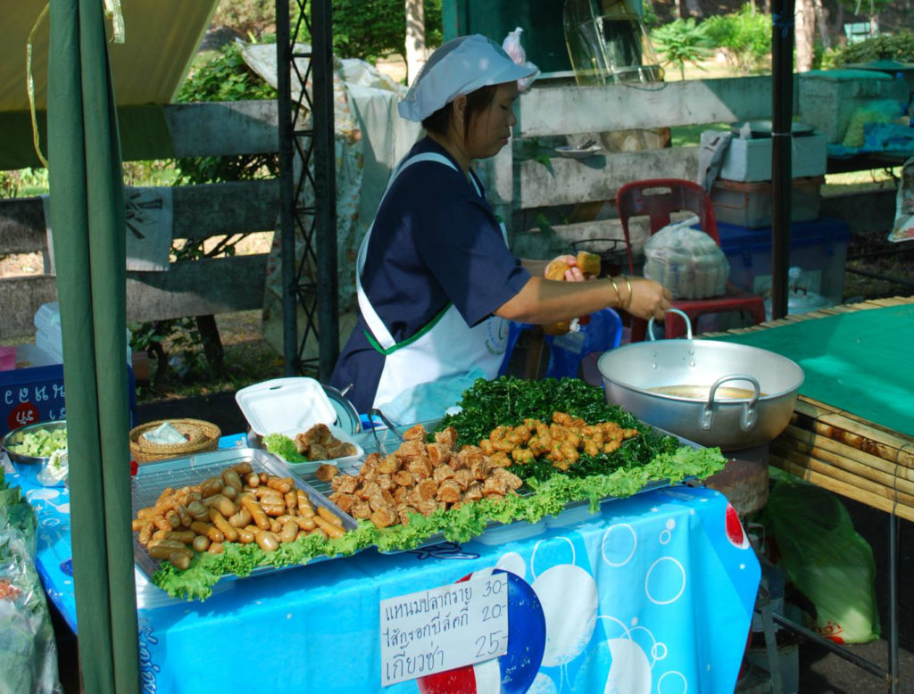 Tod man pla fish cakes at Taling Chan floating market in Bangkok, Thailand - photo by Alpha