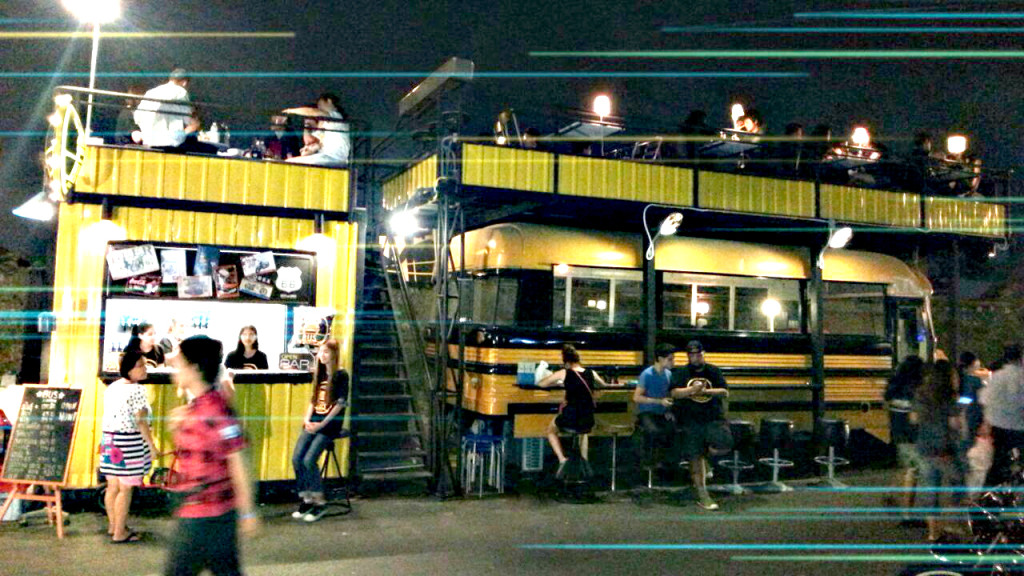 Bus Bar at Siam Gypsy Junction night market in Bang Son, Bangkok, Thailand - photo by Chris Wotton