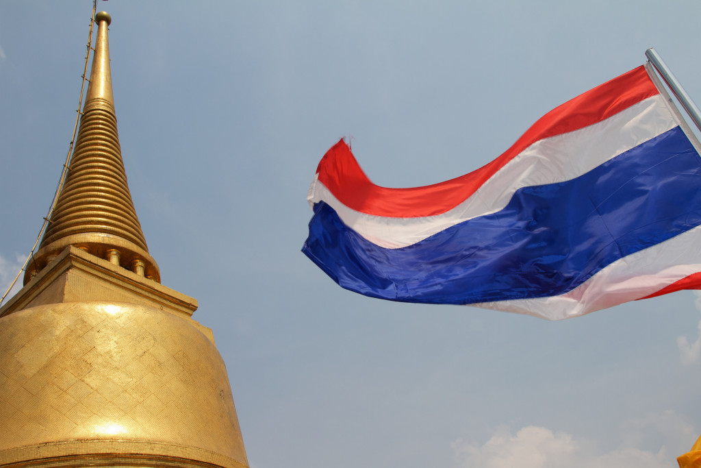The Thai flag at Wat Saket in Bangkok - photo by Johan Fantenberg