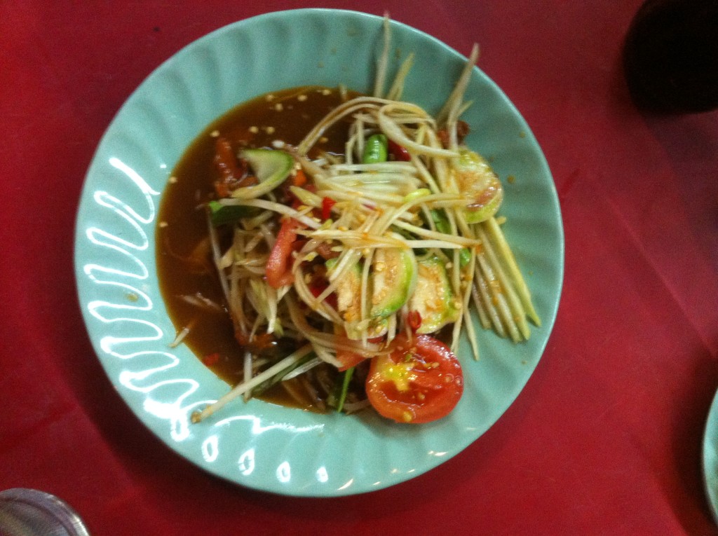 Somtum hoy dong papaya salad with pickled cockles - photo by Chris Wotton