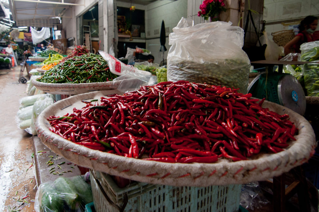 Chillies at Pak Khlong Talat market in Bangkok - photo by Mark Fischer