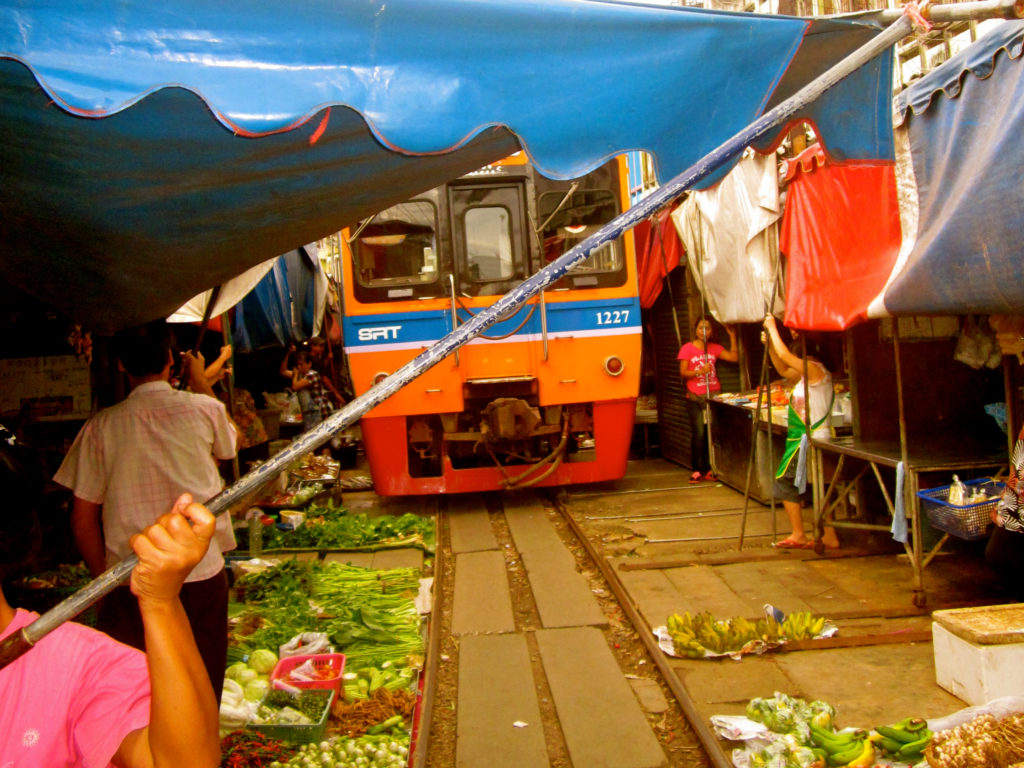 Mae Klong railway market in Samut Songkhram, Thailand - photo by Chris Wotton
