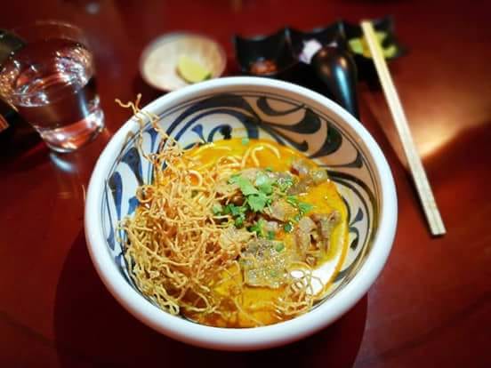Beef khao soi northern Thai noodle soup at Eats Payao restaurant in Sathorn, Bangkok, Thailand - photo by Eats Payao
