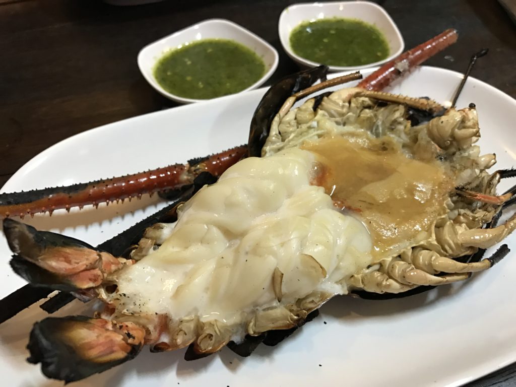 Grilled giant river prawn at Kung Pao Patutong in Chinatown, Bangkok, Thailand - photo by Chris Wotton