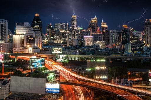 Bangkok skyline by night