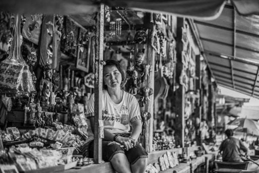 Cookware and other souvenirs for sale at a market in Thailand