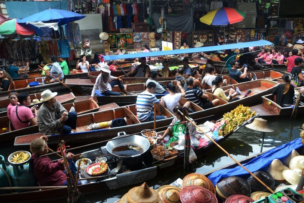 A floating market in Thailand - photo via Pixabay