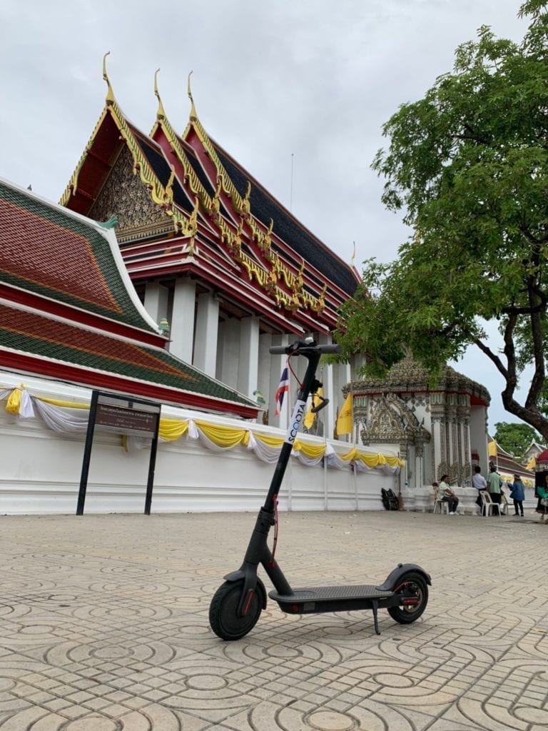 Explore Bangkok by eScooter - outside Wat Pho