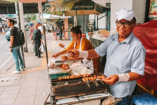 Moo Ping (grilled pork) vendor in Bangrak