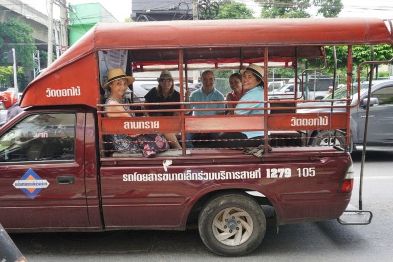 Taking a ride on a Song Teow in Bangkok