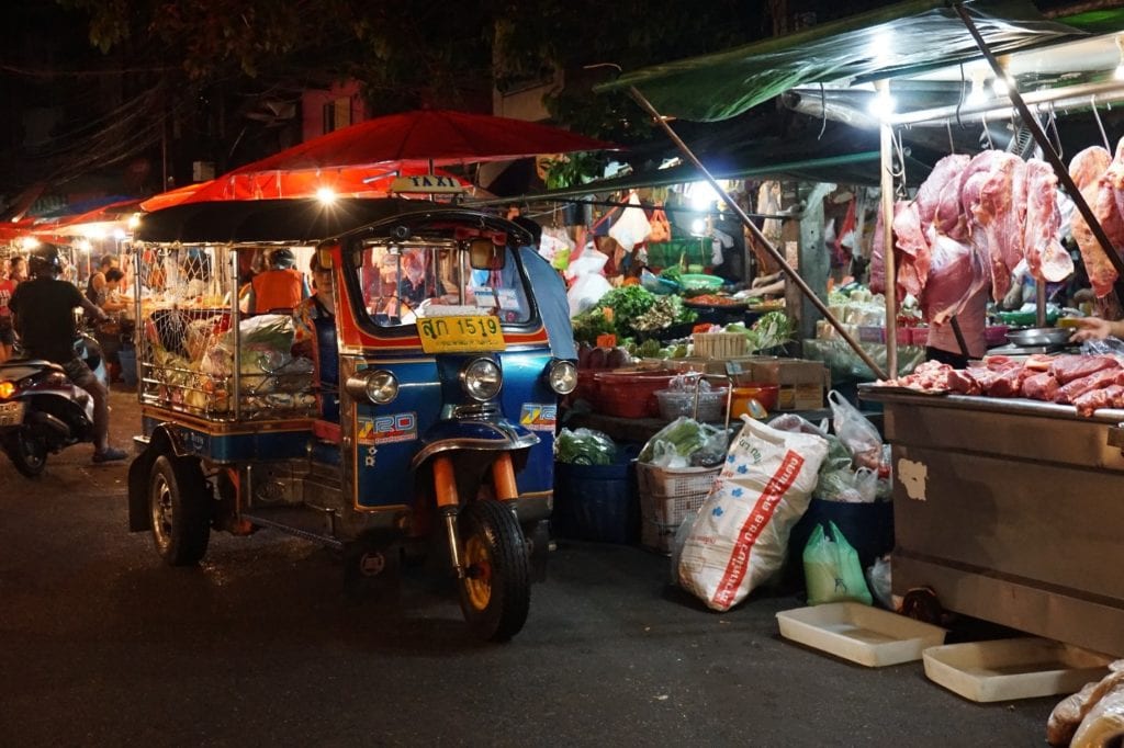 Tuk Tuk at a fresh market 