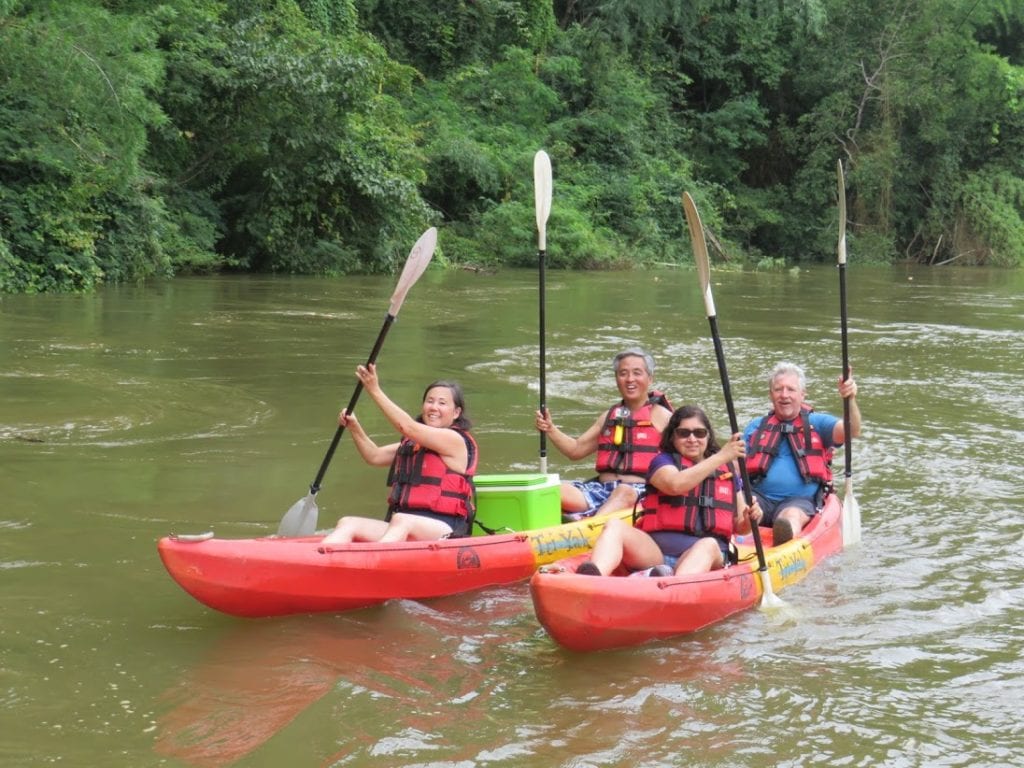 Customers kayaking in Kanchanaburi