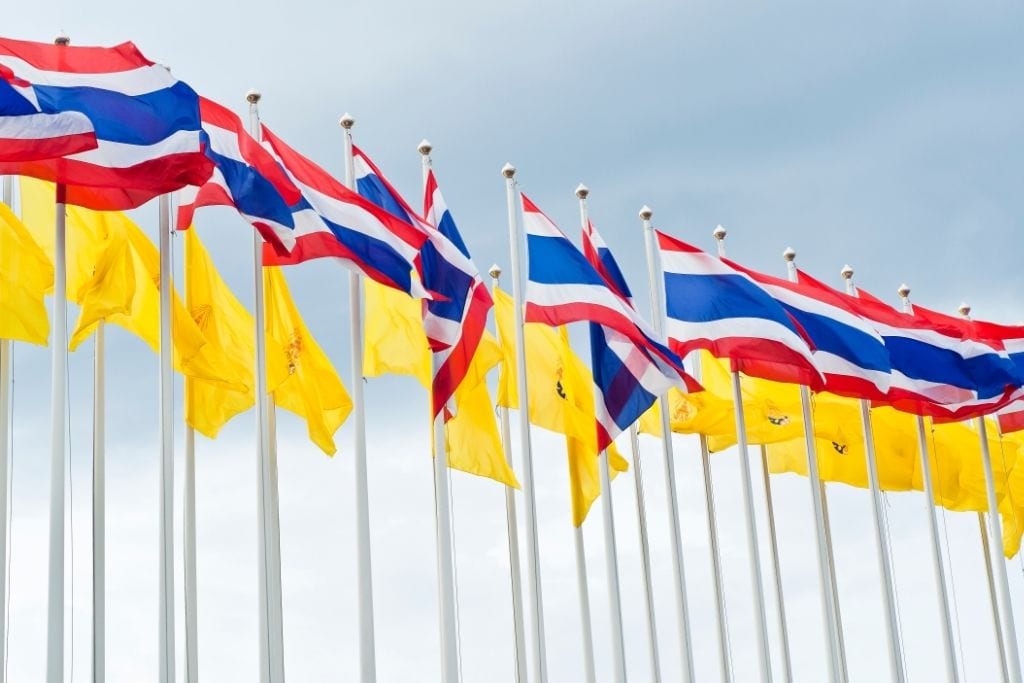 Thai Flags and royal flags - Coronation Day (Public holiday)