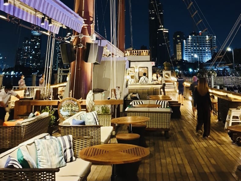 The upper deck of Sirimahannop Tall Ship