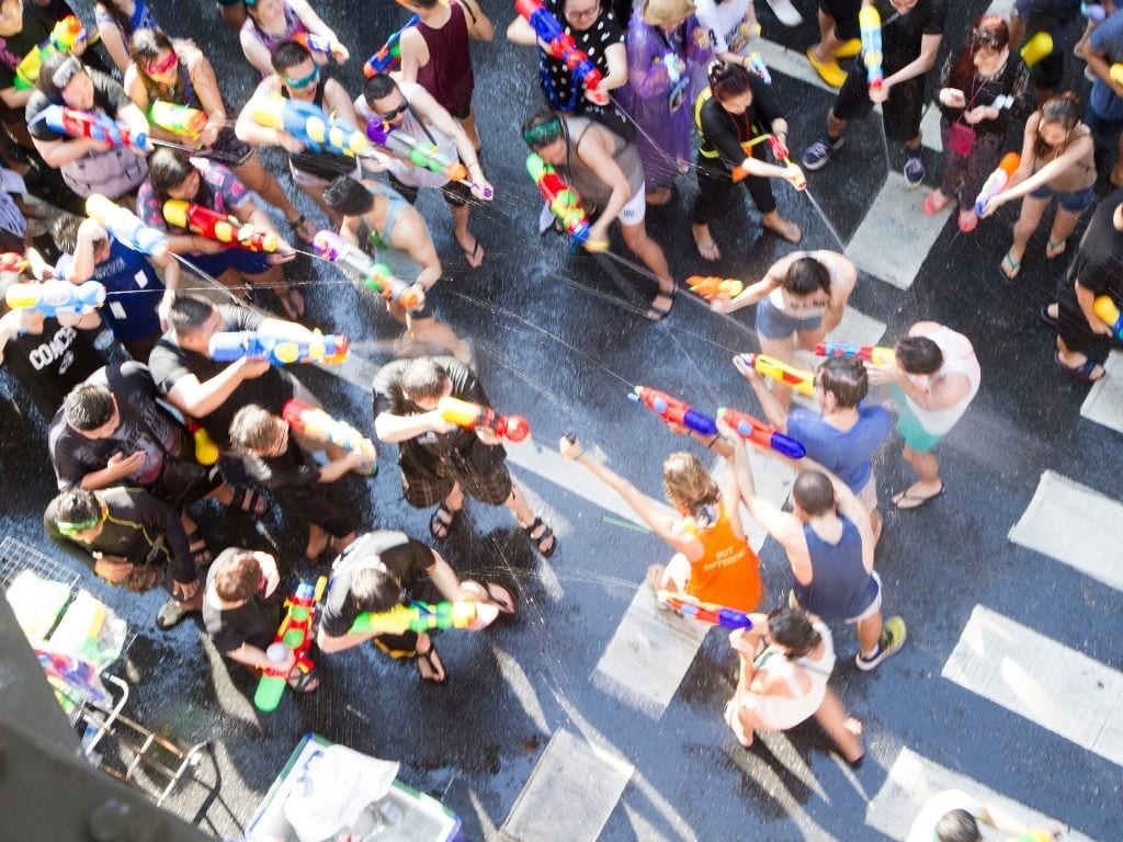 A water war during Songkran Festival