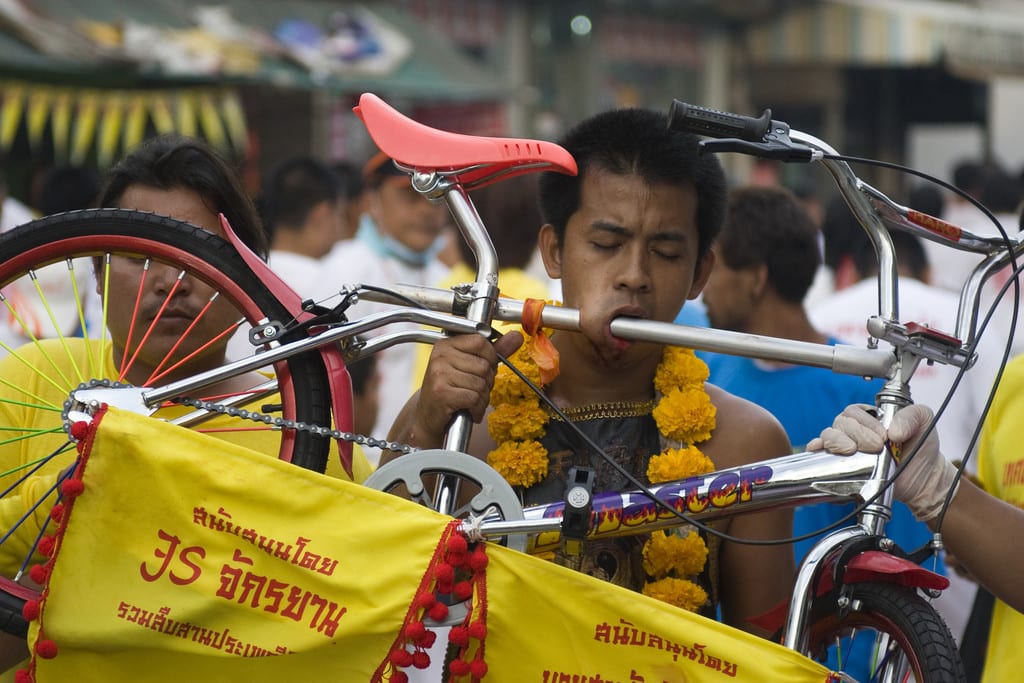 Body piercing and mutilation as part of Phuket Vegetarian Festival