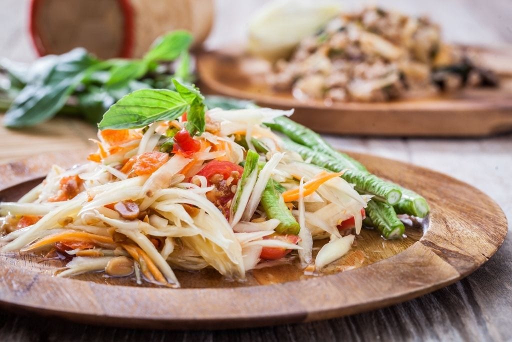 Som Tum - Thai Papaya Salad (ส้มตำ). The most famous of all Isaan food.