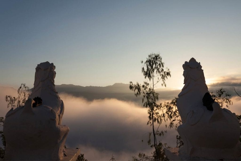 Sunrise and fog at Wat Phra That Doi Kong Mu