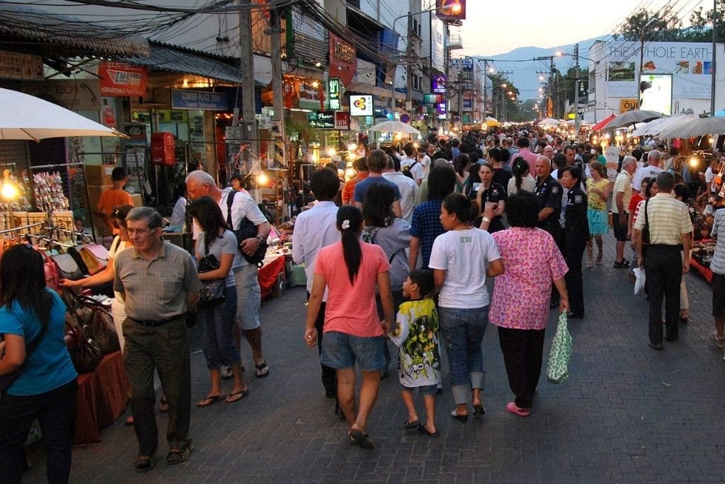 Visitors at Chiang Mai Sunday market