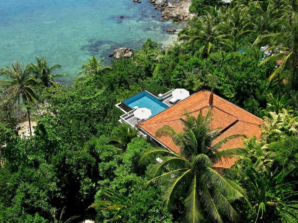 Aerial view of Trisara - luxury hotel in Phuket