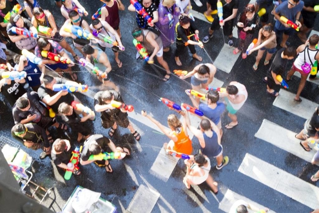 Massive waterfight for Songkran